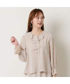 Liliane Burty ECLAT（Sサイズ） / リリアンビューティ エクラ シャツ・ブラウス | 【洗える/セットアップ対応】サッカードットフリルブラウス