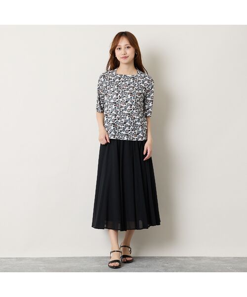 Liliane Burty ECLAT（Sサイズ） / リリアンビューティ エクラ カットソー | 【洗える】フラワープリントボートネックTシャツ | 詳細3
