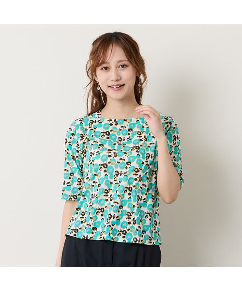 Liliane Burty ECLAT（Sサイズ） / リリアンビューティ エクラ カットソー | 【洗える】フラワープリントボートネックTシャツ | 詳細6