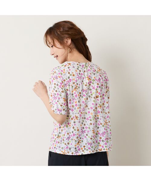 Liliane Burty ECLAT（Sサイズ） / リリアンビューティ エクラ カットソー | 【洗える】綿100％フラワープリントTシャツ | 詳細3