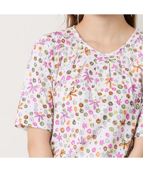 Liliane Burty ECLAT（Sサイズ） / リリアンビューティ エクラ カットソー | 【洗える】綿100％フラワープリントTシャツ | 詳細6