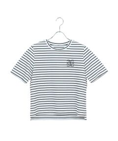 Liliane Burty ECLAT（Sサイズ） / リリアンビューティ エクラ カットソー | 【洗える】接触冷感ボーダー刺繍Tシャツ