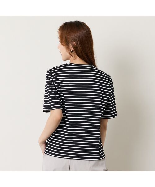 Liliane Burty ECLAT（Sサイズ） / リリアンビューティ エクラ カットソー | 【洗える】接触冷感ボーダー刺繍Tシャツ | 詳細4