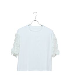 Liliane Burty ECLAT（Sサイズ） / リリアンビューティ エクラ カットソー | 【洗える】袖配色フリルTシャツ