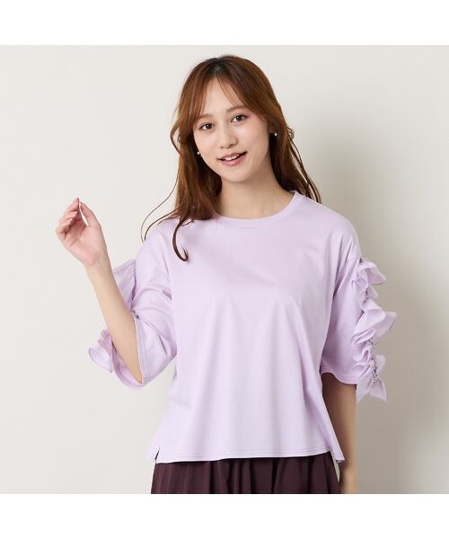 Liliane Burty ECLAT（Sサイズ） / リリアンビューティ エクラ カットソー | 【洗える】袖配色フリルTシャツ | 詳細3