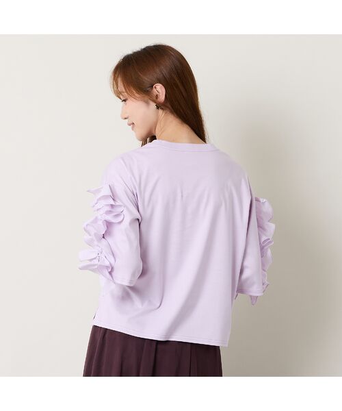 Liliane Burty ECLAT（Sサイズ） / リリアンビューティ エクラ カットソー | 【洗える】袖配色フリルTシャツ | 詳細5