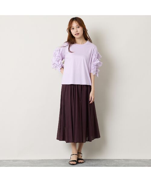 Liliane Burty ECLAT（Sサイズ） / リリアンビューティ エクラ カットソー | 【洗える】袖配色フリルTシャツ | 詳細6