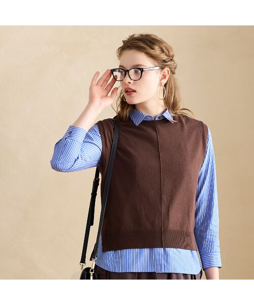Liliane Burty ECLAT（Sサイズ） / リリアンビューティ エクラ ベスト | 【洗える】綿混ハイゲージニットベスト | 詳細6