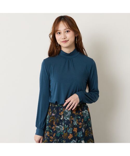 Liliane Burty ECLAT（Sサイズ） / リリアンビューティ エクラ カットソー | 【洗える】吸湿発熱ハイネックTシャツ（ブルー）