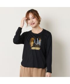 Liliane Burty ECLAT（Sサイズ） / リリアンビューティ エクラ カットソー | 【洗える】スムースプリント長袖Tシャツ