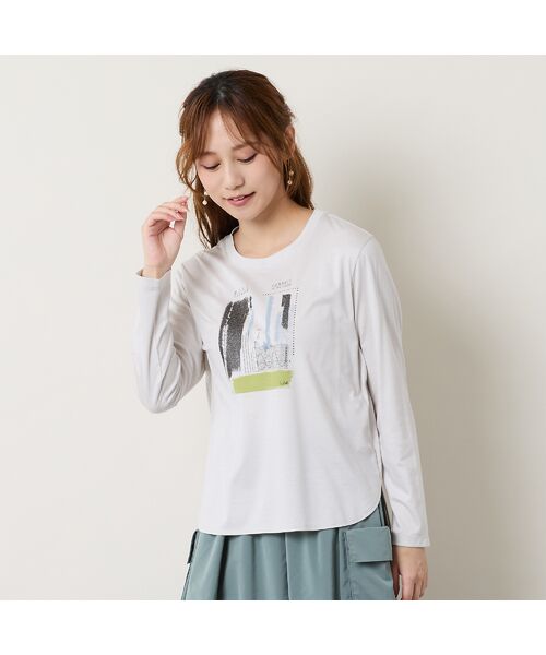 Liliane Burty ECLAT（Sサイズ） / リリアンビューティ エクラ カットソー | 【洗える】スムースプリント長袖Tシャツ | 詳細1