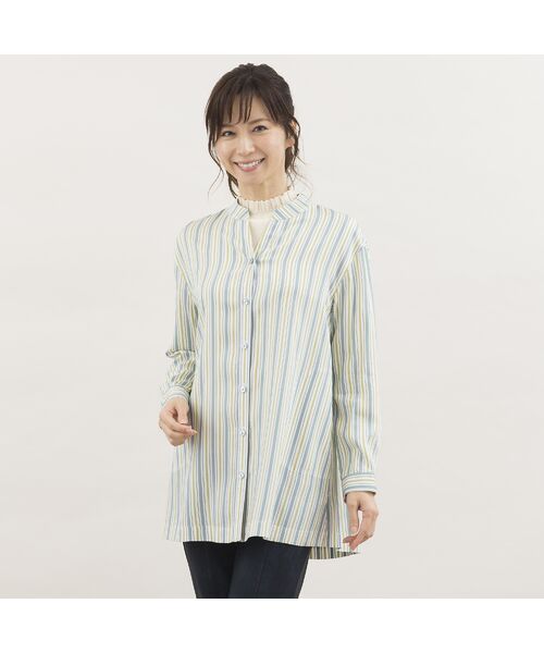 セール カラーストライプロングシャツ シャツ ブラウス Lobjie ロブジェ ファッション通販 タカシマヤファッションスクエア