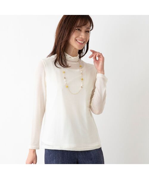 LOBJIE/ロブジェ ソフトガーゼハイネックトップス ホワイト L LOBJIE/ロブジェ ソフトガーゼハイネックトップス ホワイト L