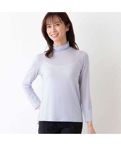 LOBJIE/ロブジェ ソフトガーゼハイネックトップス ブルー M LOBJIE/ロブジェ ソフトガーゼハイネックトップス ブルー M