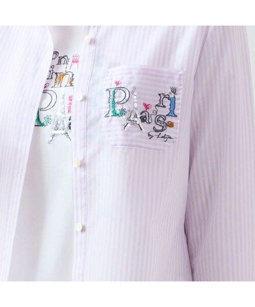 LOBJIE / ロブジェ シャツ・ブラウス | Paris刺繍 シアーストライプシャツ | 詳細9