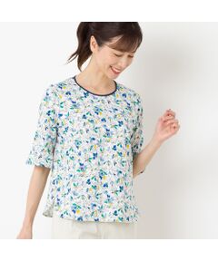 小花プリント 綿天竺Tシャツ