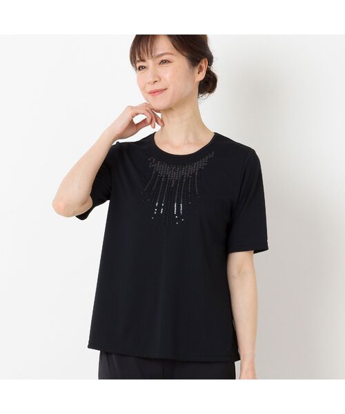 LOBJIE/ロブジェ スパンコール刺繍Tシャツ ブラック M LOBJIE/ロブジェ スパンコール刺繍Tシャツ ブラック M