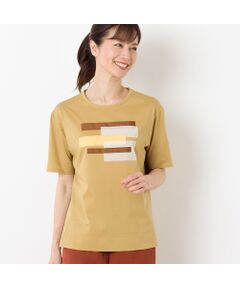 リボン刺繍コットンTシャツ