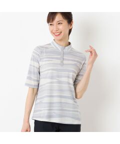 ポロ襟 コットンボーダーTシャツ