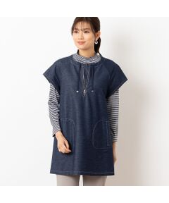 LOBJIE / ロブジェ ベスト | 【洗える】デニムジャージー チュニックベスト