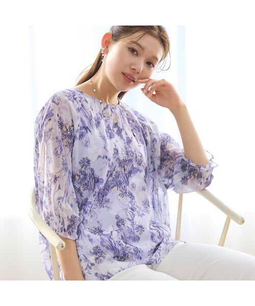 LOBJIE/ロブジェ シフォン楊柳 フラワーブラウス バイオレット F LOBJIE/ロブジェ シフォン楊柳 フラワーブラウス バイオレット F