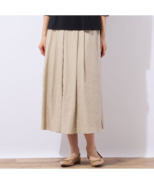 LOBJIE/ロブジェ 【一部店舗・WEB限定】シャンブレーツイル タックスカート ベージュ F LOBJIE/ロブジェ 【一部店舗・WEB限定】シャンブレーツイル タックスカート ベージュ F