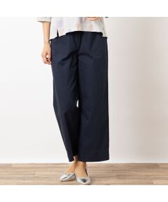 Air Room Products ネイビー ストレートパンツ (お値下げ済み) パイピングワイドパンツ【洗濯機洗い可】（6～9分丈パンツ