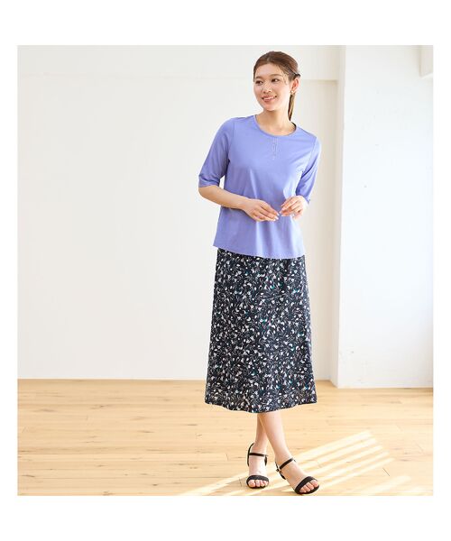 LOBJIE / ロブジェ カットソー | 【洗える・日本製・S~LLサイズ】襟ぐり刺繍 綿レーヨンTシャツ | 詳細10