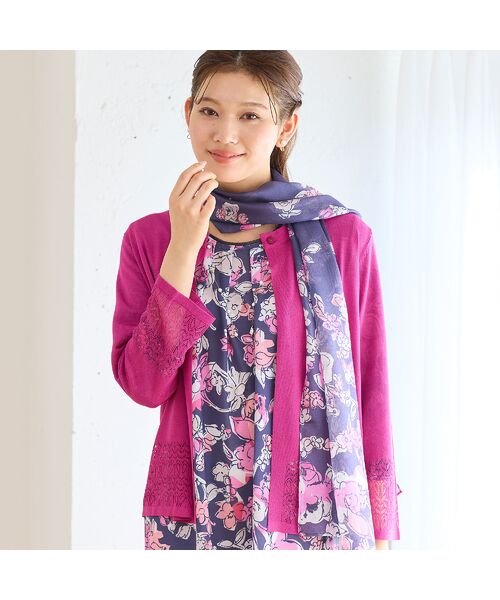 LOBJIE/ロブジェ エレガンスフラワーシルクストール ピンク F LOBJIE/ロブジェ エレガンスフラワーシルクストール ピンク F