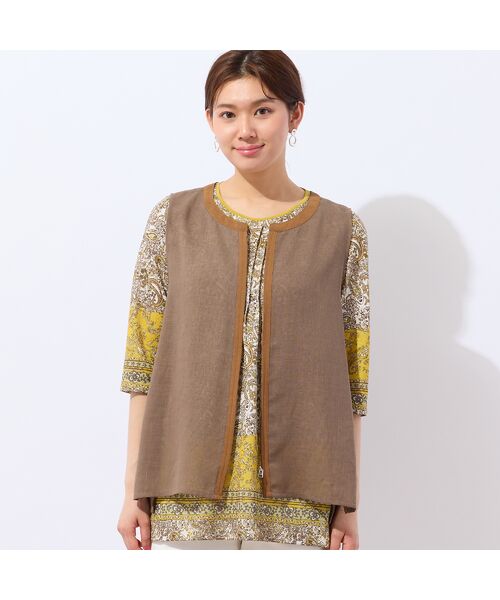 LOBJIE / ロブジェ ベスト | 【洗える・ドライタッチ】ジップアップメッシュベスト | 詳細1