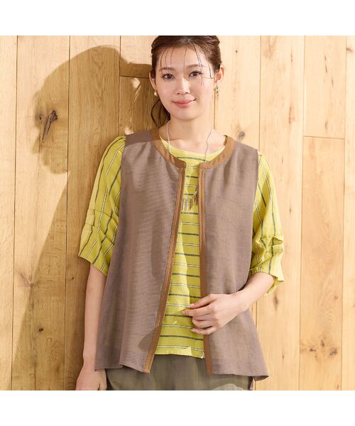 LOBJIE / ロブジェ ベスト | 【洗える・ドライタッチ】ジップアップメッシュベスト | 詳細6