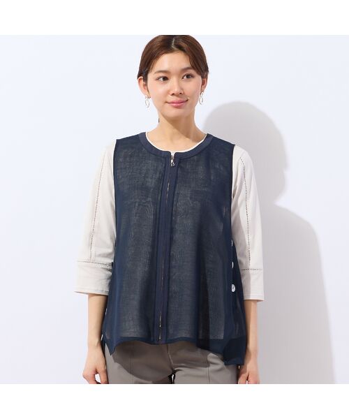 LOBJIE / ロブジェ ベスト | 【洗える・ドライタッチ】ジップアップメッシュベスト | 詳細8