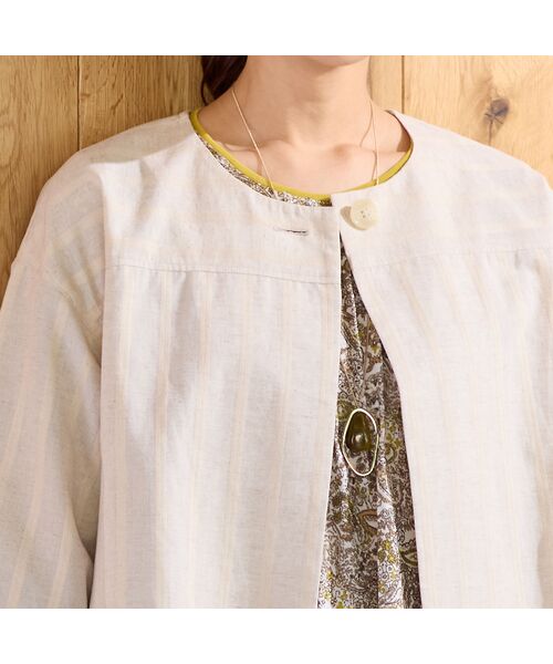 LOBJIE / ロブジェ シャツ・ブラウス | 【洗える・ドライタッチ・セットアップ可能】綿麻ストライプブラウス | 詳細2