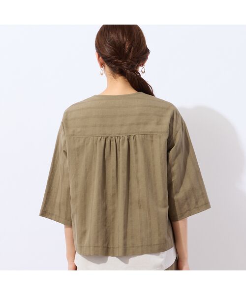 LOBJIE / ロブジェ シャツ・ブラウス | 【洗える・ドライタッチ・セットアップ可能】綿麻ストライプブラウス | 詳細7