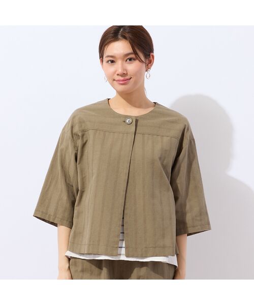 LOBJIE / ロブジェ シャツ・ブラウス | 【洗える・ドライタッチ・セットアップ可能】綿麻ストライプブラウス | 詳細8