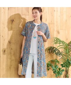 LOBJIE / ロブジェ ミニ丈・ひざ丈ワンピース | 【洗える・綿100%】ペイズリー柄チュニックワンピース