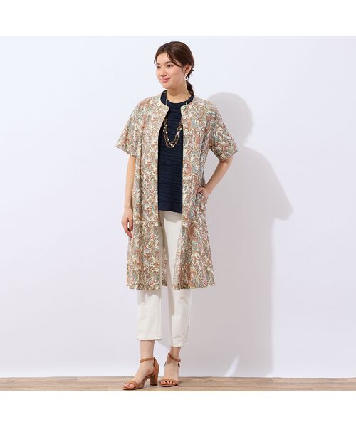 LOBJIE / ロブジェ ミニ丈・ひざ丈ワンピース | 【洗える・綿100%】ペイズリー柄チュニックワンピース | 詳細7