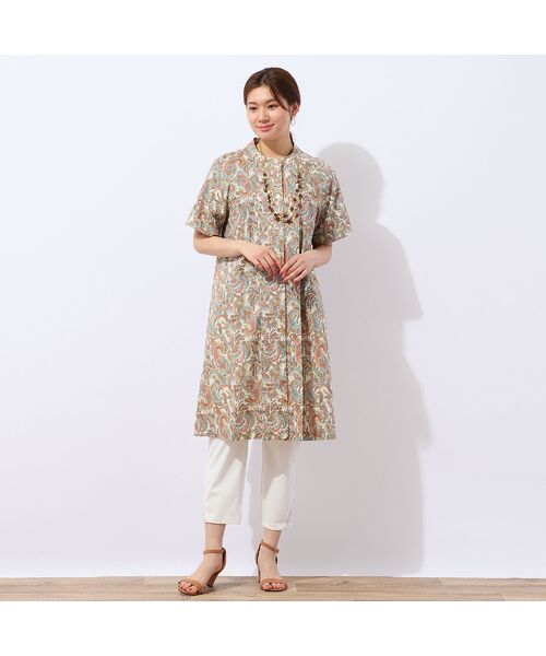 LOBJIE / ロブジェ ミニ丈・ひざ丈ワンピース | 【洗える・綿100%】ペイズリー柄チュニックワンピース | 詳細8
