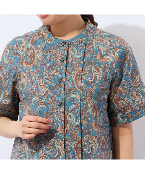 LOBJIE / ロブジェ ミニ丈・ひざ丈ワンピース | 【洗える・綿100%】ペイズリー柄チュニックワンピース | 詳細10