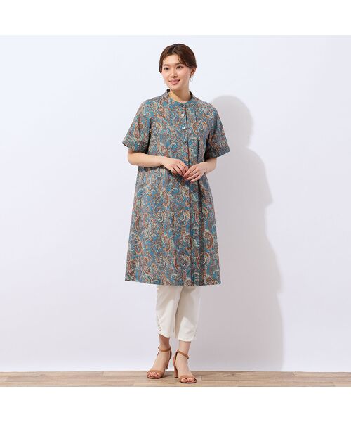 LOBJIE / ロブジェ ミニ丈・ひざ丈ワンピース | 【洗える・綿100%】ペイズリー柄チュニックワンピース | 詳細14