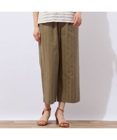 LOBJIE / ロブジェ ショート・ハーフ・半端丈パンツ | 【洗える・ドライタッチ・セットアップ可能】綿麻ストライプセミワイドパンツ