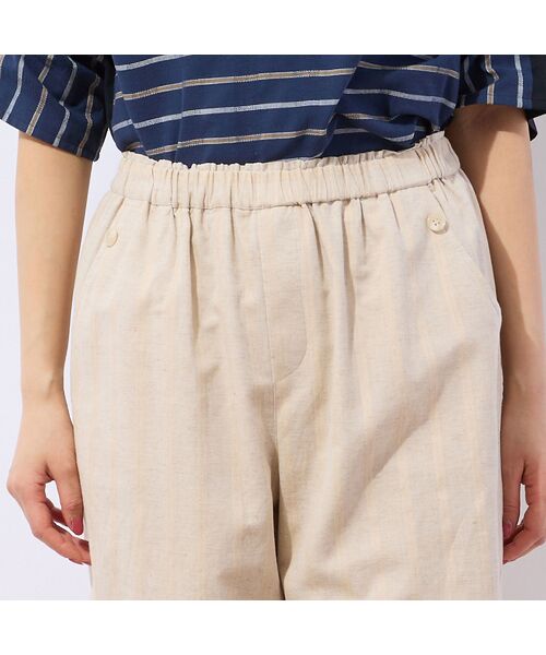 LOBJIE / ロブジェ ショート・ハーフ・半端丈パンツ | 【洗える・ドライタッチ・セットアップ可能】綿麻ストライプセミワイドパンツ | 詳細3
