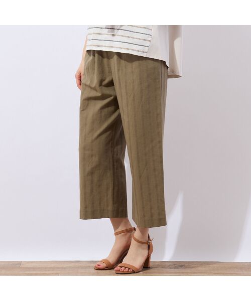 LOBJIE / ロブジェ ショート・ハーフ・半端丈パンツ | 【洗える・ドライタッチ・セットアップ可能】綿麻ストライプセミワイドパンツ | 詳細9
