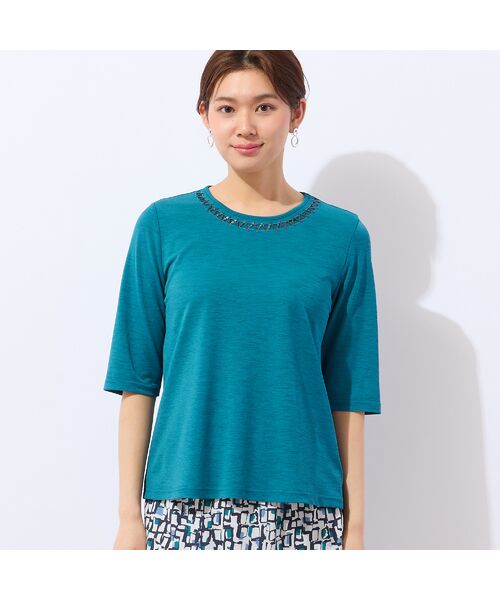 LOBJIE / ロブジェ カットソー | 【洗える・日本製】襟ジグザグ刺繍Tシャツ | 詳細6