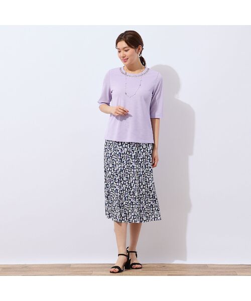 LOBJIE / ロブジェ カットソー | 【洗える・日本製】襟ジグザグ刺繍Tシャツ | 詳細15