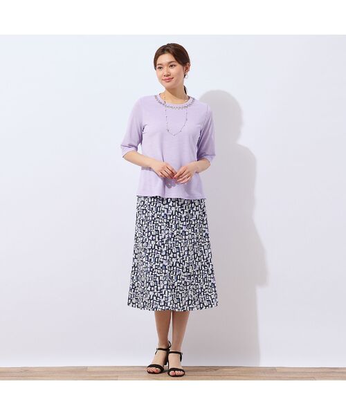 LOBJIE / ロブジェ カットソー | 【洗える・日本製】襟ジグザグ刺繍Tシャツ | 詳細16