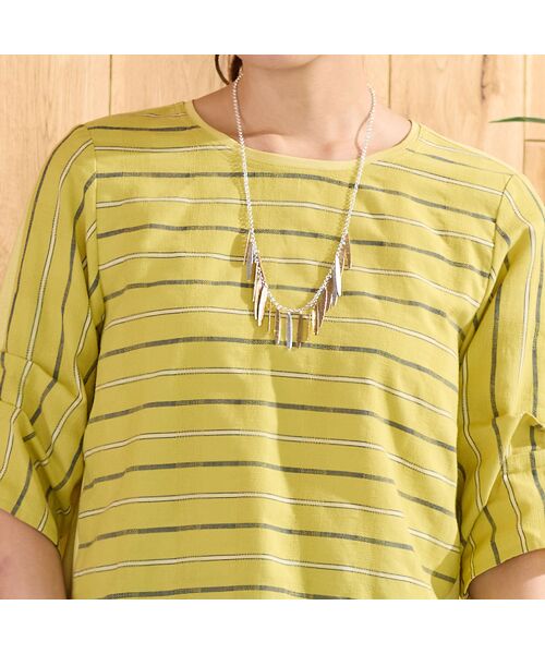 LOBJIE / ロブジェ カットソー | 【洗える】パナマストライプカットソー（イエロー） | 詳細2