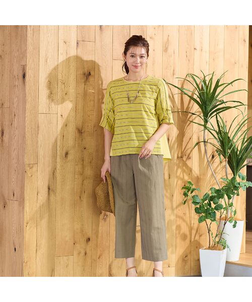 LOBJIE / ロブジェ カットソー | 【洗える】パナマストライプカットソー（イエロー） | 詳細4