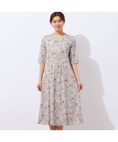 LOBJIE / ロブジェ ミニ丈・ひざ丈ワンピース | 【洗える】ラインフラワーワンピース