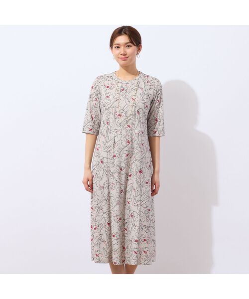 LOBJIE / ロブジェ ミニ丈・ひざ丈ワンピース | 【洗える】ラインフラワーワンピース | 詳細2